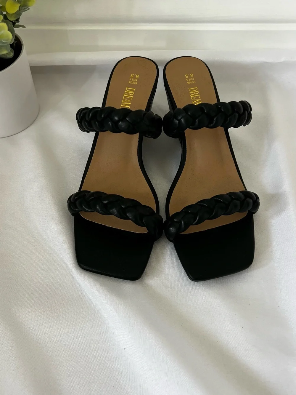 Dream Pairs Bkack Braided Strap Heeled Sandals